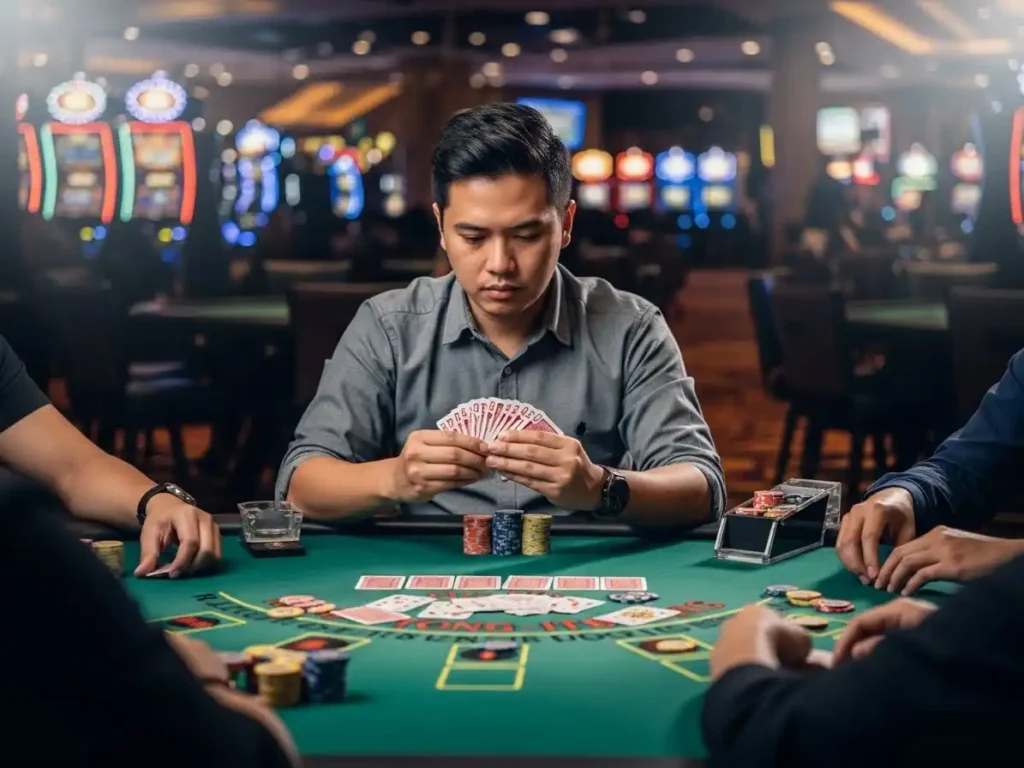 Person playing casino poker at an Online Casino Philippines