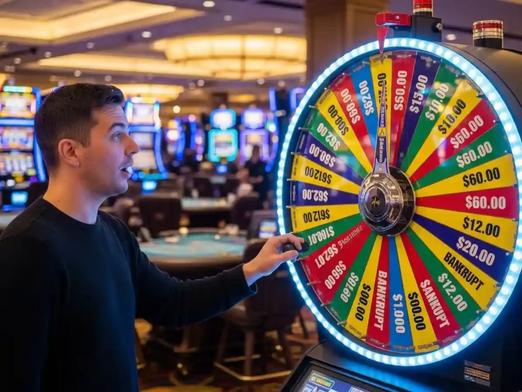 Player spinning the Wheel of Fortune in a legal online casino in Philippines