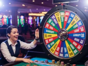 Person playing casino Wheel of Fortune at a legal online casino in Philippines