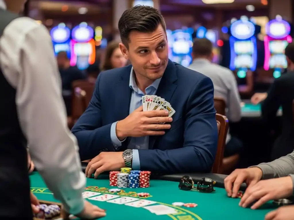 Playing Online Poker in Real Money Casino Philippines Player engaged in online casino poker game in a real money casino Philippines